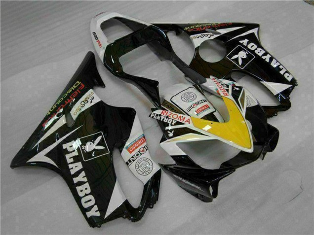 Weiß Gelb Glänzendes Schwarz Playboy 2001-2003 Honda CBR600 F4i Motorrad Verkleidung