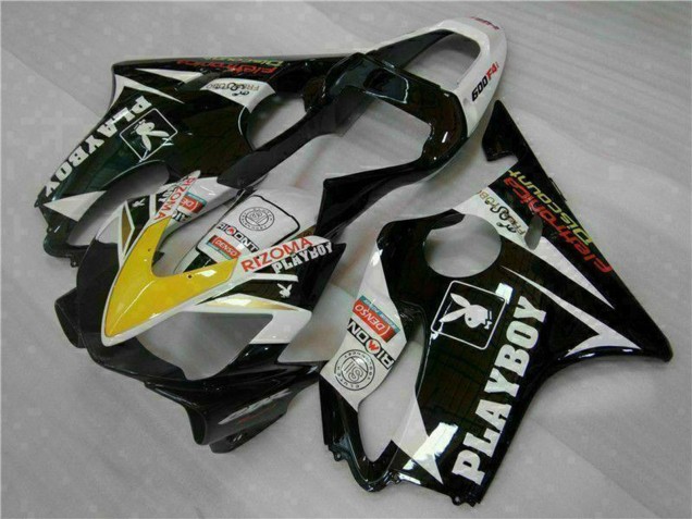 Weiß Gelb Glänzendes Schwarz Playboy 2001-2003 Honda CBR600 F4i Motorrad Verkleidung