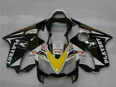 Weiß Gelb Glänzendes Schwarz Playboy 2001-2003 Honda CBR600 F4i Motorrad Verkleidung