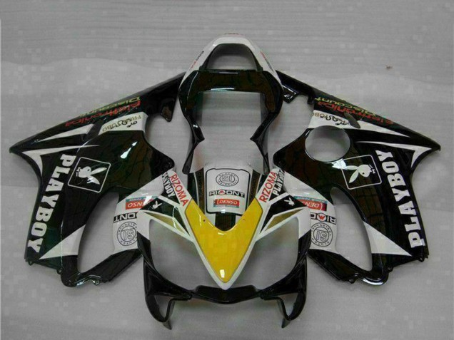 Weiß Gelb Glänzendes Schwarz Playboy 2001-2003 Honda CBR600 F4i Motorrad Verkleidung