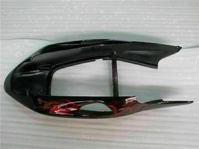Glänzendes Schwarz Rot Flamme 1996-2007 Honda CBR1100XX Blackbird Motorrad Verkleidung