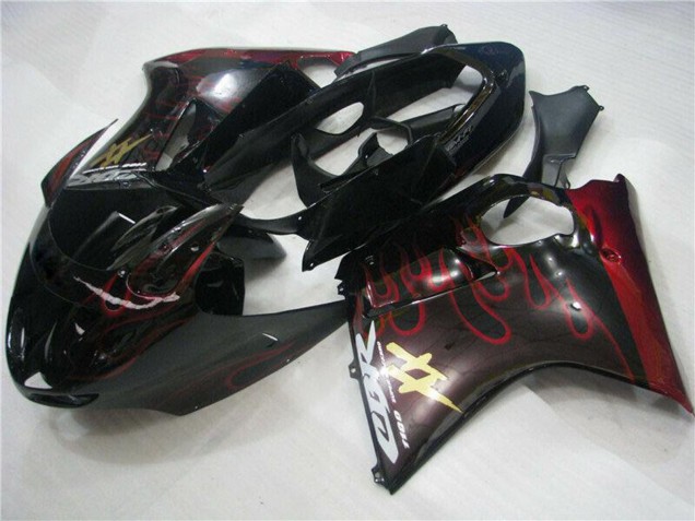 Glänzendes Schwarz Rot Flamme 1996-2007 Honda CBR1100XX Blackbird Abs Motorrad Verkleidungen