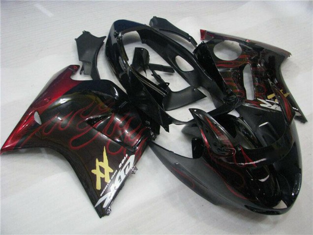 Glänzendes Schwarz Rot Flamme 1996-2007 Honda CBR1100XX Blackbird Abs Motorrad Verkleidungen