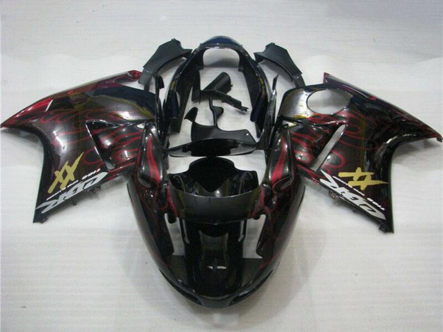 Glänzendes Schwarz Rot Flamme 1996-2007 Honda CBR1100XX Blackbird Abs Motorrad Verkleidungen