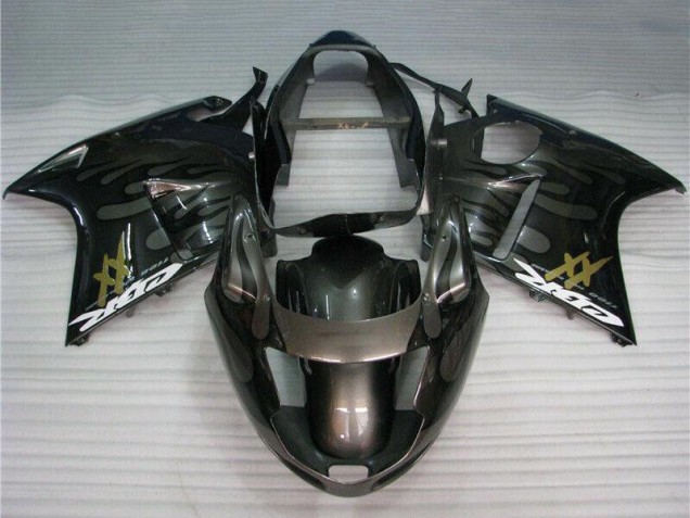 Glänzendes Schwarz Silber Flamme 1996-2007 Honda CBR1100XX Blackbird Motorrad Verkleidung