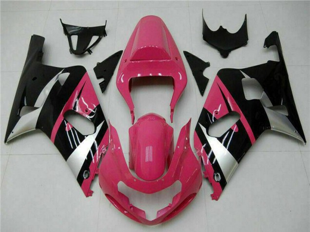 Rosa Silber Glänzendes Schwarz 2001-2003 Suzuki GSXR 600/750 Motorrad Verkleidung