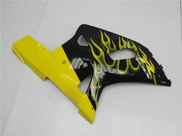 Glänzendes Schwarz Gelb Flamme 2001-2003 Suzuki GSXR 600/750 Motorrad Verkleidung
