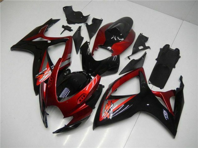 Rot Glänzendes Schwarz 2006-2007 Suzuki GSXR 600/750 Motorrad Verkleidung