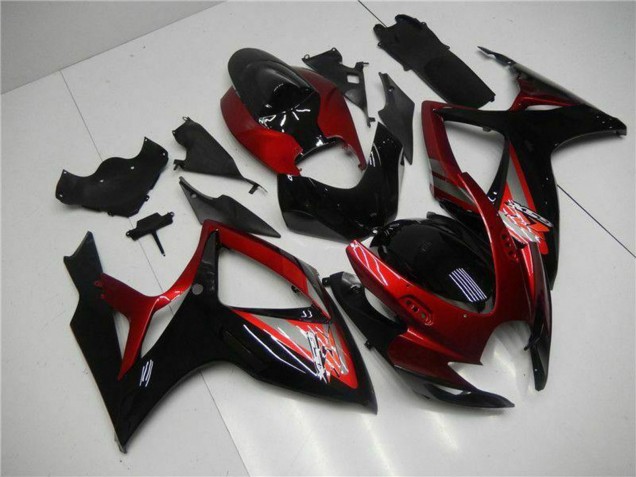 Rot Glänzendes Schwarz 2006-2007 Suzuki GSXR 600/750 Motorrad Verkleidung