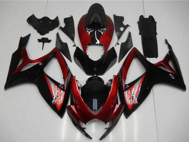 Rot Glänzendes Schwarz 2006-2007 Suzuki GSXR 600/750 Motorrad Verkleidung