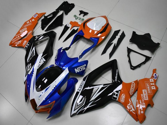 Orange Blau Weiß Glänzendes Schwarz 2008-2010 Suzuki GSXR 600/750 Motorrad Verkleidung
