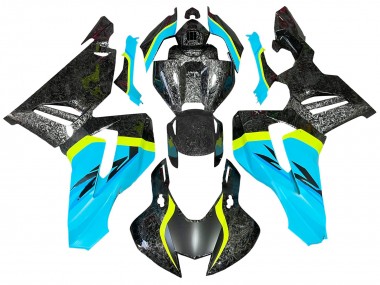 Honda CBR1000RR-R Motorrad Verkleidung 2020-2023 - Hellblau Gelb Schwarz Geschmiedet Carbonfaser