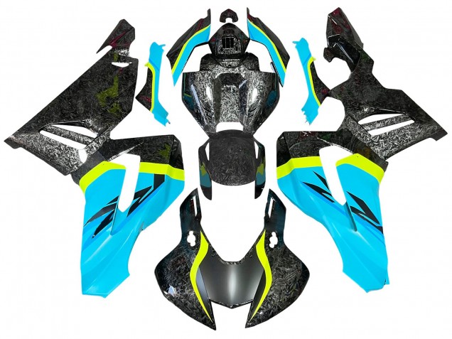 Honda CBR1000RR-R Motorrad Verkleidung 2020-2023 - Hellblau Gelb Schwarz Geschmiedet Carbonfaser