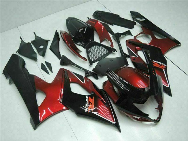Rot Glänzendes Schwarz 2005-2006 Suzuki GSXR 1000 Motorrad Verkleidung