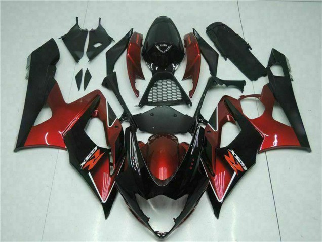Rot Glänzendes Schwarz 2005-2006 Suzuki GSXR 1000 Motorrad Verkleidung