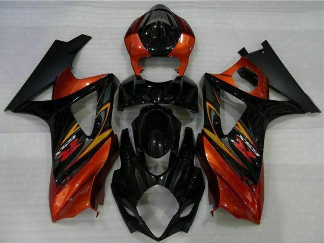 Schwarz Orange 2007-2008 Suzuki GSXR 1000 Motorrad Verkleidung