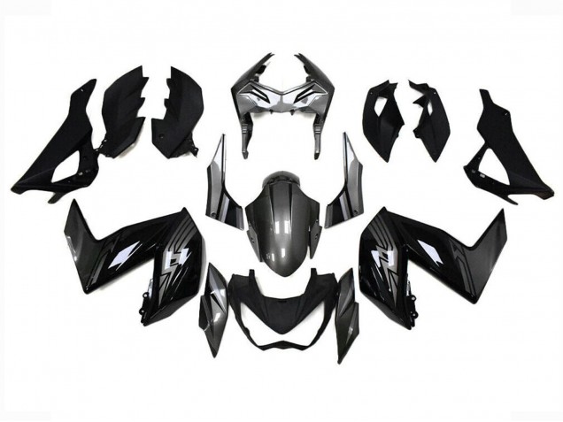 Kawasaki Z250/Z300 Motorrad Verkleidung 2015-2016 - Glanzendes Schwarz Grau