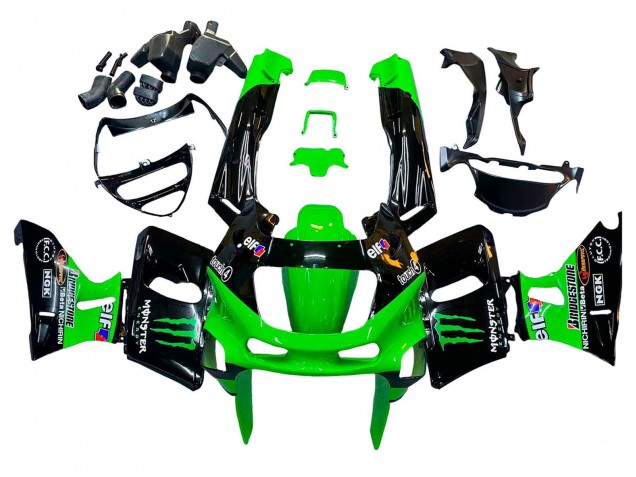 Kawasaki ZZR600 Motorrad Verkleidung 1998-2003 - Grun Schwarz Monster Elf