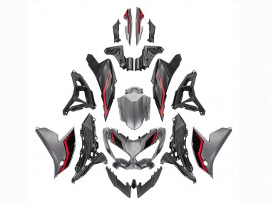 Kawasaki Versys 650 Motorrad Verkleidung 2022-2025 - Grau Rot Schwarz