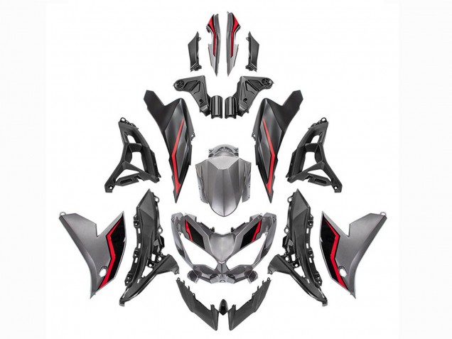 Kawasaki Versys 650 Motorrad Verkleidung 2022-2025 - Grau Rot Schwarz