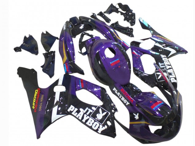 Yamaha YZF600R Thundercat Motorrad Verkleidung 1996-2007 - Dunkel Lila Schwarz Weiss Rizoma Playboy
