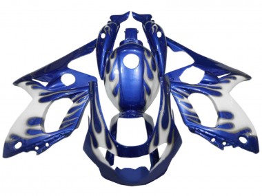 Yamaha YZF600R Thundercat Motorrad Verkleidung 1996-2007 - Blau Weiss Silber Flamme