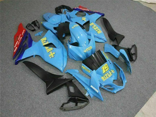 Blau Gelb Rizla 19 Rot 2009-2016 Suzuki GSXR 1000 Motorrad Verkleidung