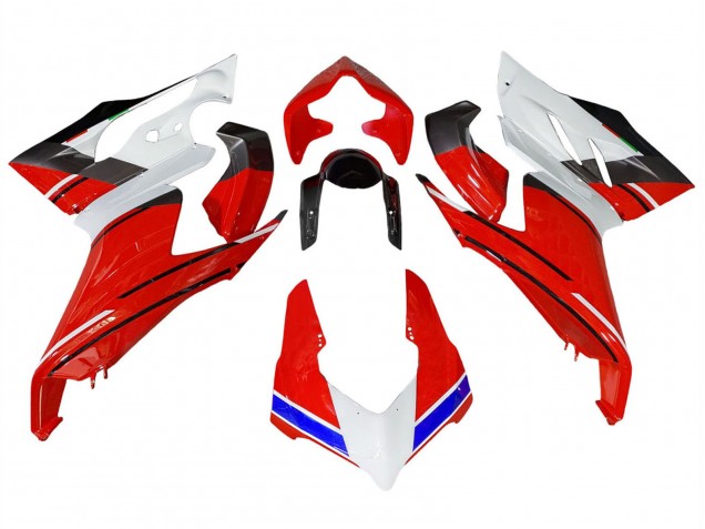Ducati Panigale V2 Motorrad Verkleidung 2020-2024 - Weiss Rot Blau Glanzendes Schwarz