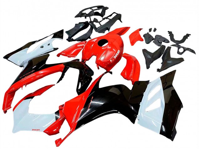 Ducati Panigale V2 Motorrad Verkleidung Kit 2020-2024 - Weiss Rot Glanzendes Schwarz