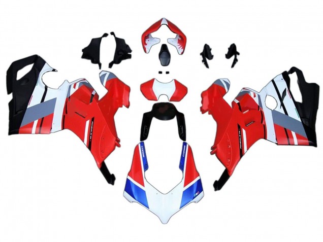 Ducati Panigale V4 V4S Motorrad Verkleidung 2020-2021 - Weiss Blau Rot Glanzendes Schwarz