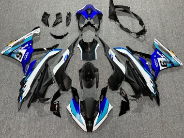BMW S1000RR Motorrad Verkleidung 2023-2024 - Weiss Blau Matt Schwarz Motul