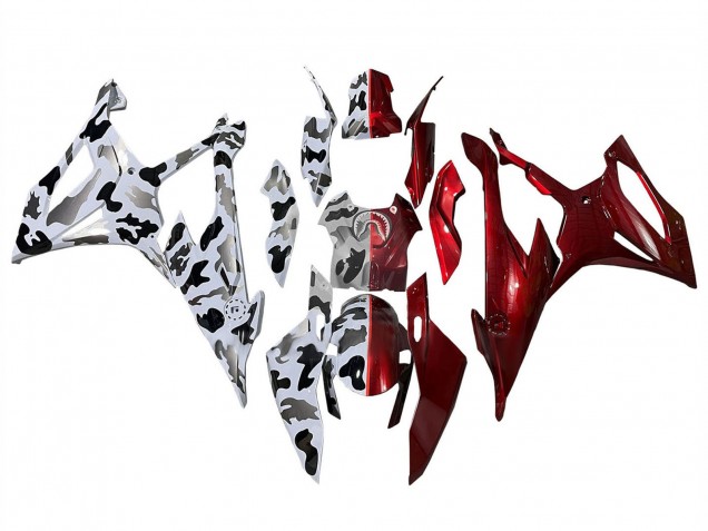BMW S1000RR Motorrad Verkleidung 2019-2022 - Glanzendes Rot Schwarz Weiss Grau