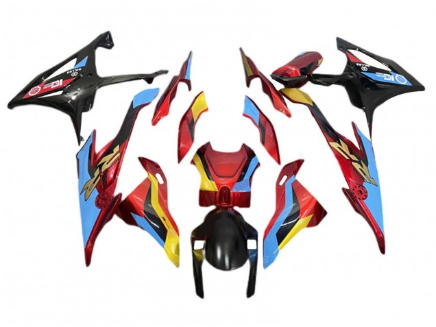 BMW S1000RR Motorrad Verkleidung 2019-2022 - Hellblau Rot Gold