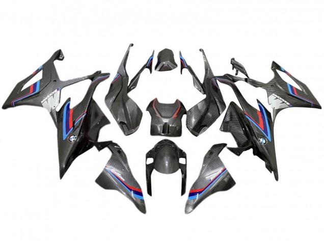 BMW S1000RR Motorrad Verkleidung 2019-2022 - Schwarz Blau Rot Carbonfaser