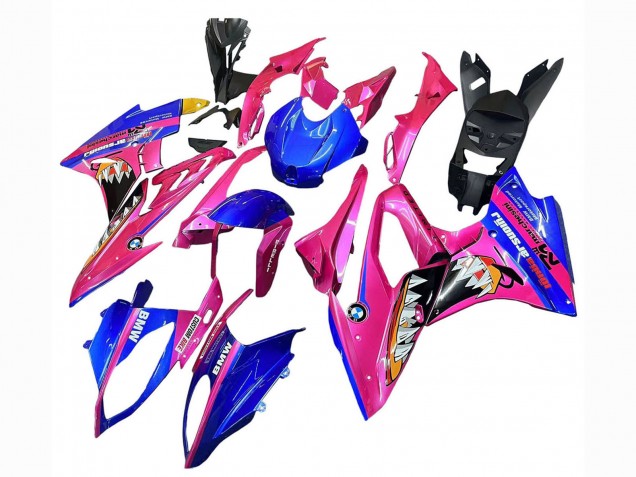 BMW S1000RR Motorrad Verkleidung 2017-2018 - Rosa Blau Gelb Hai