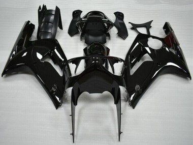Glänzendes Schwarz 2003-2004 Kawasaki ZX6R Motorrad Verkleidung