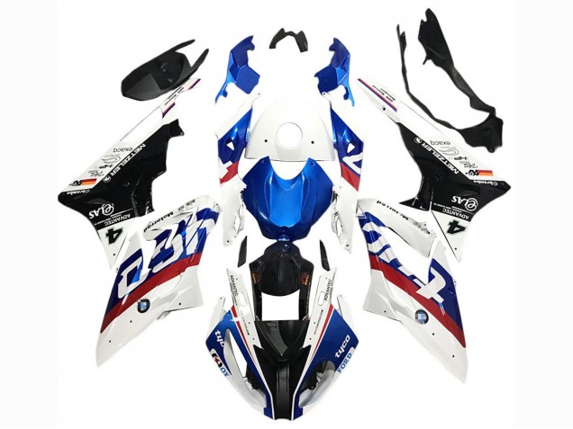 BMW S1000RR Motorrad Verkleidung 2017-2018 - Weiss Blau Rot Glanzendes Schwarz Tyco