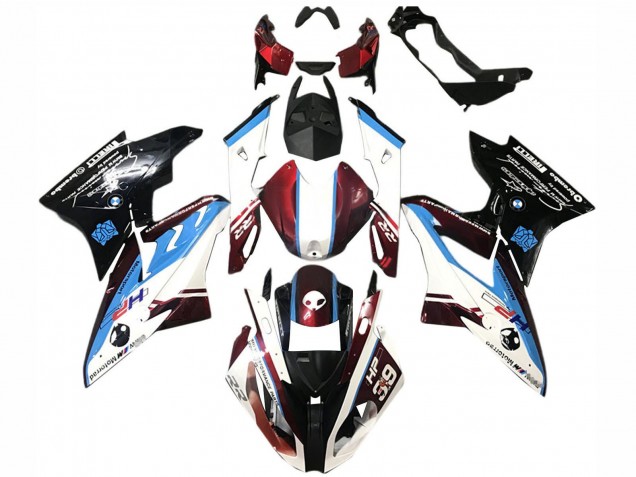 BMW S1000RR Motorrad Verkleidung 2015-2016 - Weiss Rot Blau Glanzendes Schwarz