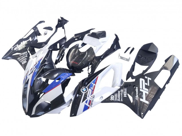 BMW S1000RR Motorrad Verkleidung 2015-2016 - Weiss Blau Schwarz Carbonfaser