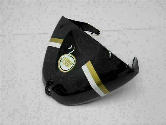Glänzendes Schwarz Weiß Gold Lucky Strike 2005-2006 Kawasaki ZX6R Motorrad Verkleidung