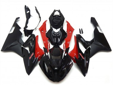 BMW S1000RR Motorrad Verkleidung 2015-2016 - Rot Glanzendes Schwarz Matt Schwarz