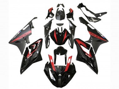 BMW S1000RR Motorrad Verkleidung 2015-2016 - Rot Glanzendes Schwarz Matt Schwarz