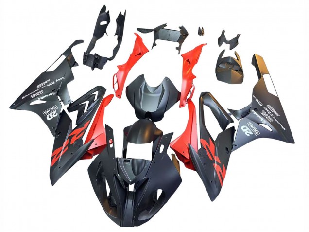 BMW S1000RR Motorrad Verkleidung 2015-2016 - Matt Schwarz Rot