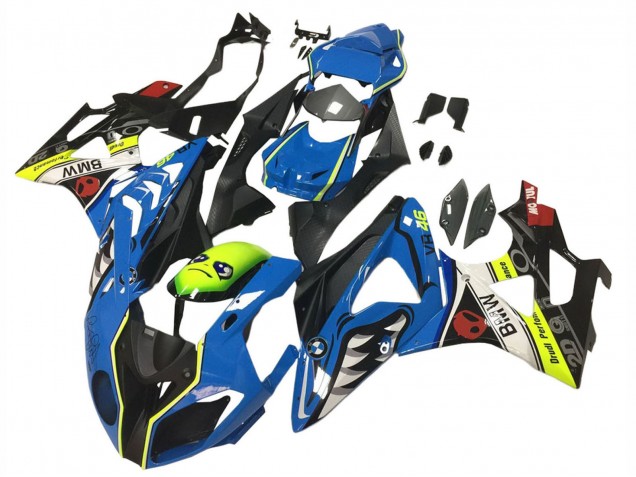 BMW S1000RR Motorrad Verkleidung 2009-2014 - Blau Gelb Rot Schwarz Hai VR 46