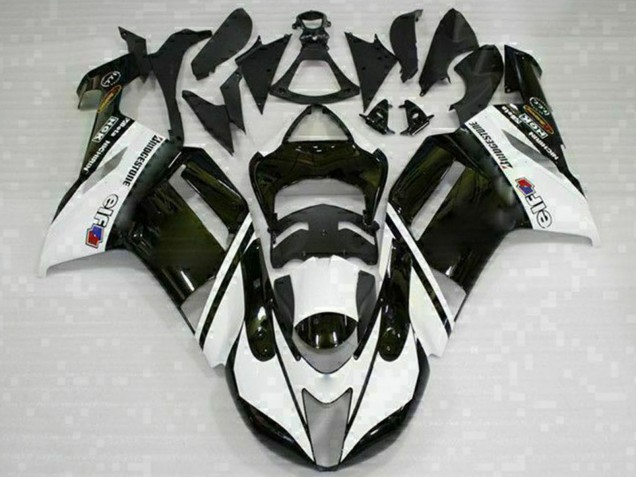Schwarz Weiß 2007-2008 Kawasaki ZX6R Motorrad Verkleidung