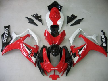 Suzuki GSXR 600 / GSXR 750 Motorrad Verkleidung 2006-2007 - Weiss Rot Glanzendes Schwarz