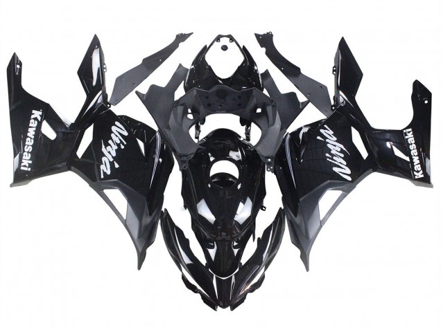 Kawasaki Ninja 400 Motorrad Verkleidung 2018-2024 - Glanzendes Schwarz Matt Schwarz Weiss Aufkleber