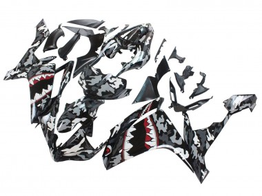 Yamaha YZF 1000 R1 Motorrad Verkleidung 2007-2008 - Grau Weiss Camouflage Hai