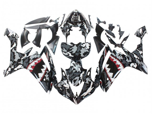 Yamaha YZF 1000 R1 Motorrad Verkleidung 2007-2008 - Grau Weiss Camouflage Hai