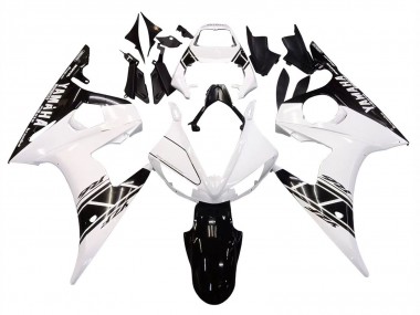Yamaha YZF R6S Motorrad Verkleidung 2006-2009 - Weiss Glanzendes Schwarz